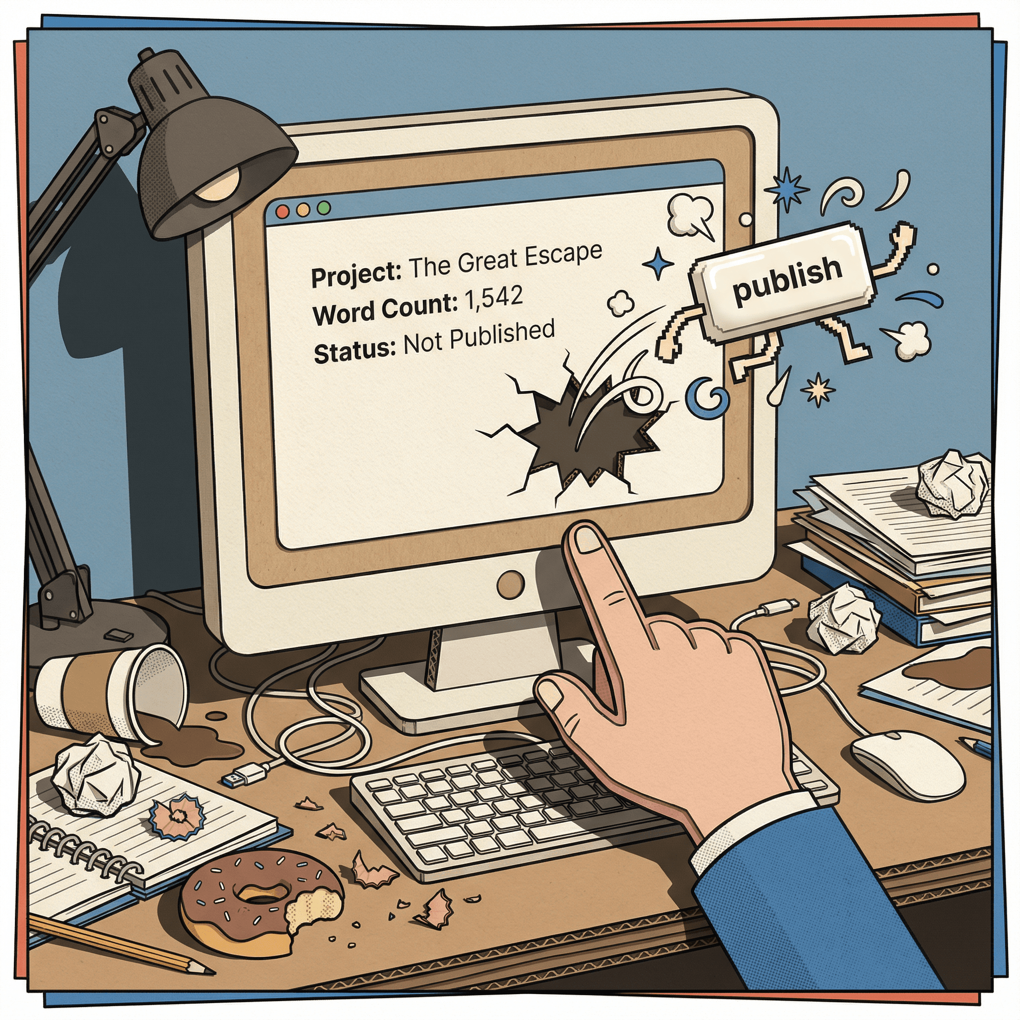 The publish button dodging away from the editor's finger