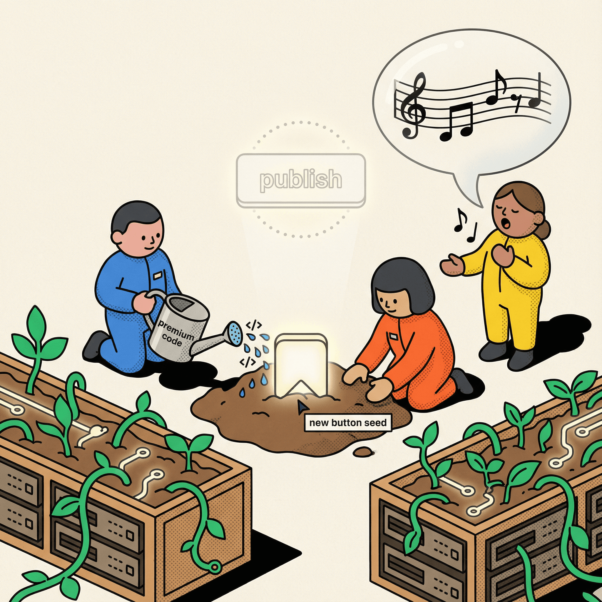 Growing a new publish button seed in the server garden